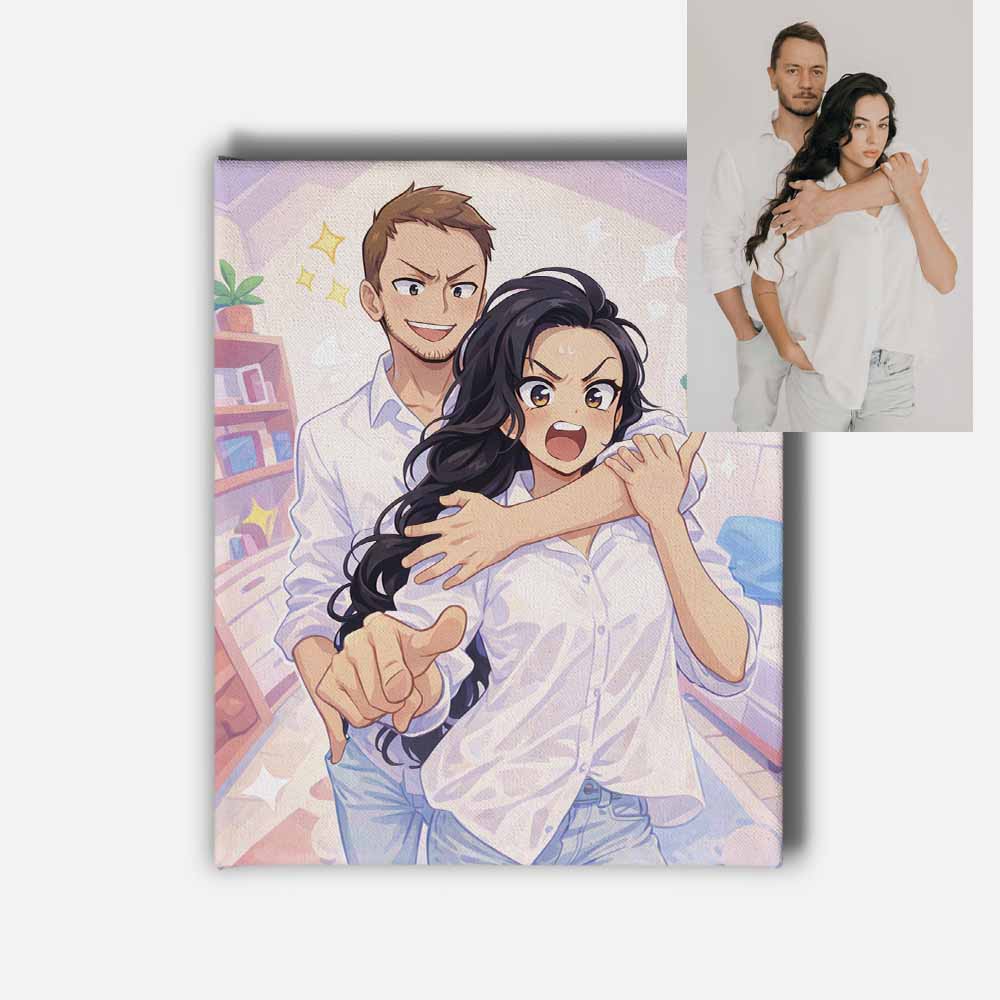 Custom Anime Portrait Mounted Canvas Print