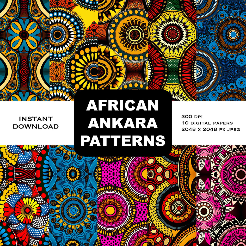 10 Ankara African Wax Fabric High Res Backgrounds Version 2