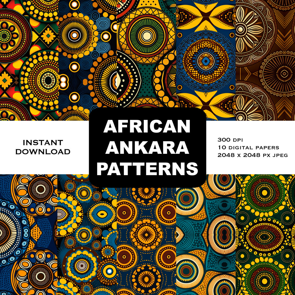 10 Ankara African Wax Fabric High Res Backgrounds Version 4