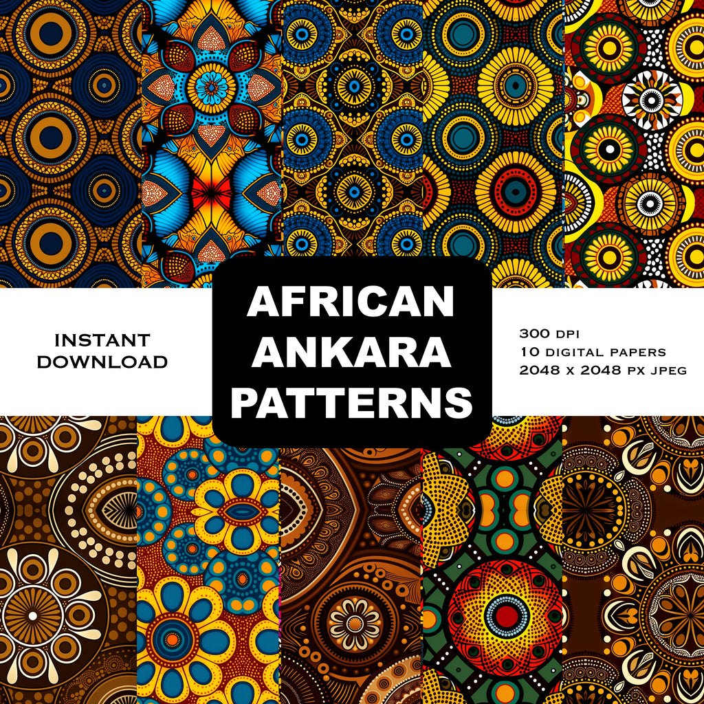 10 Ankara African Wax Fabric High Res Backgrounds Version 3