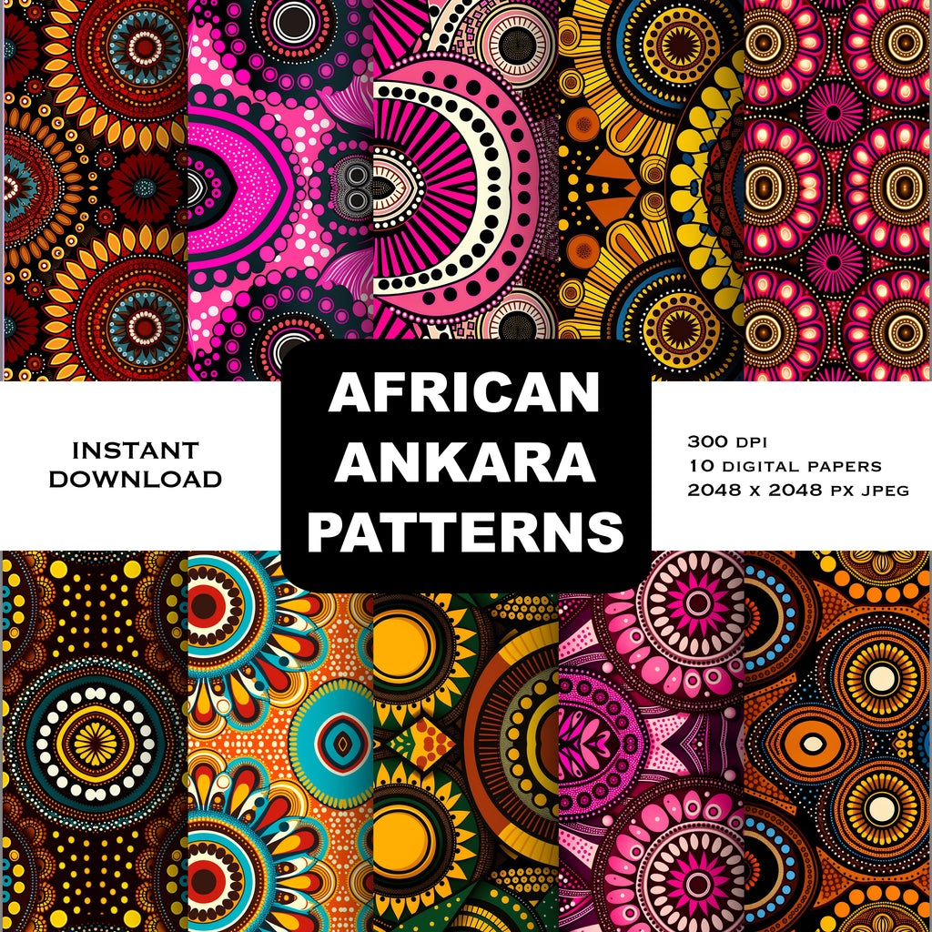 10 Ankara African Wax Fabric High Res Backgrounds