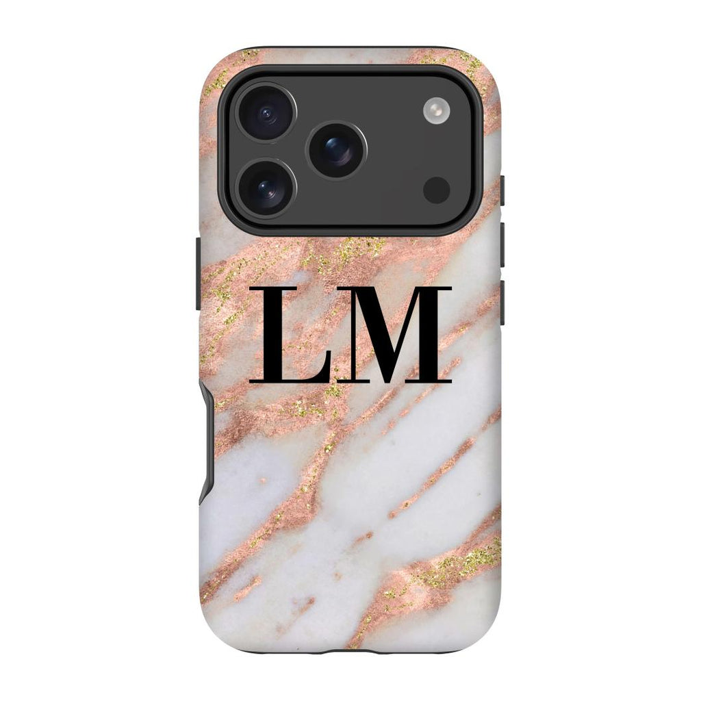 Personalised Aprilia Marble Initials iPhone 17 Pro Case