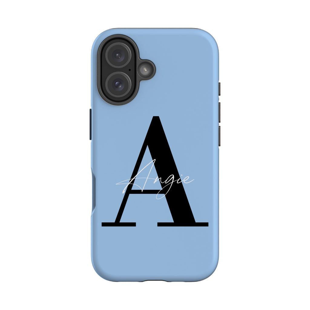 Personalised Baby Blue Name Initial iPhone 16 Case
