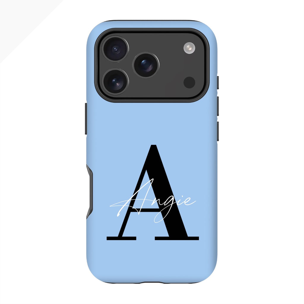 Personalised Baby Blue Name Initial iPhone 17 Pro Max Case