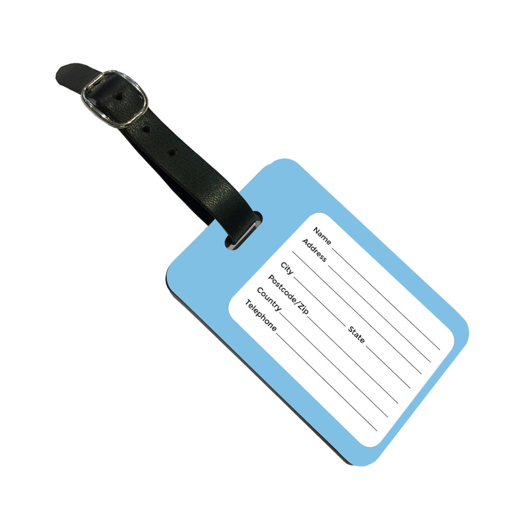 Personalised Baby Blue Side Name Luggage Tag