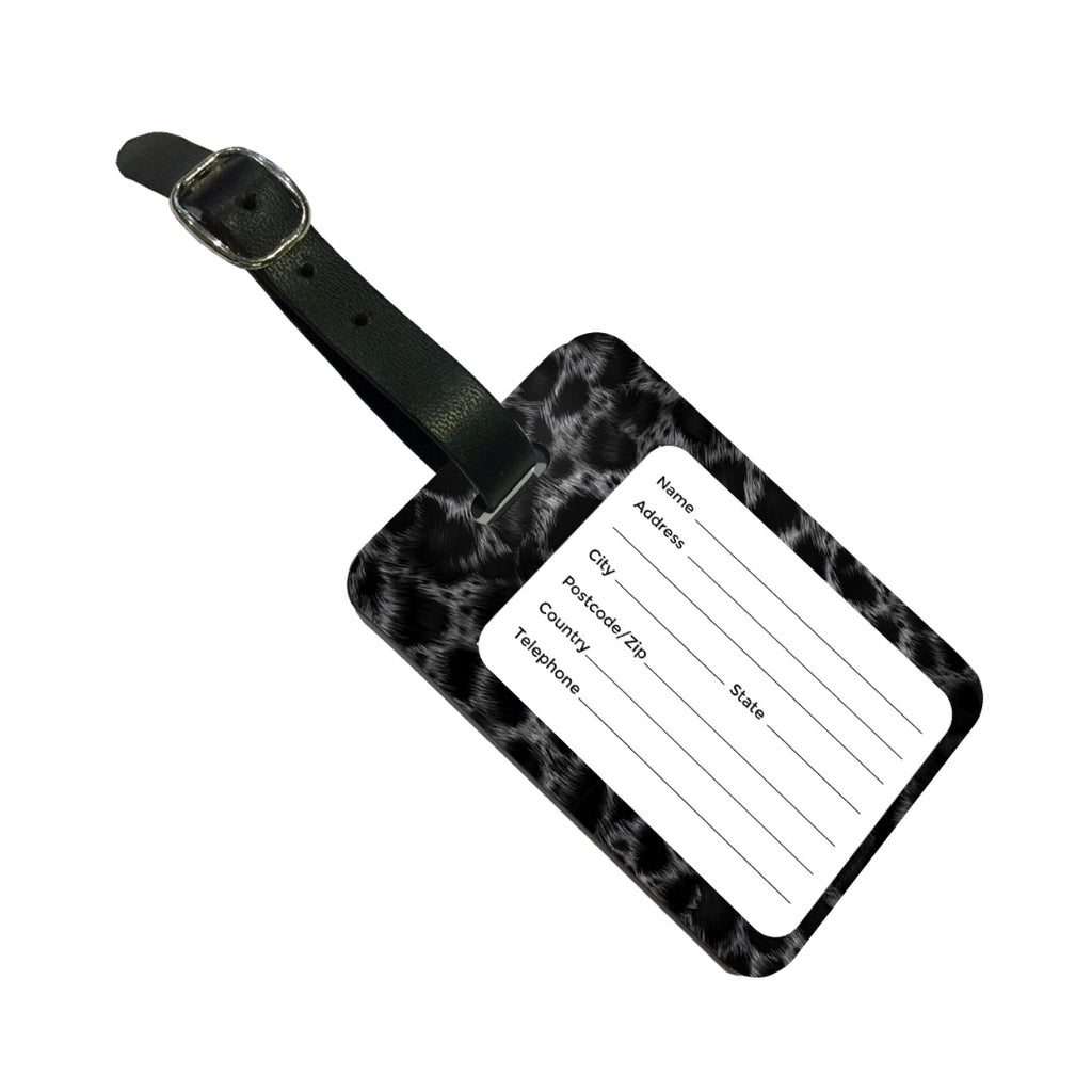 Personalised Black Leopard Print initials Luggage Tag