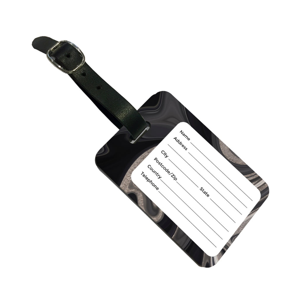 Personalised Black Luxury Marble Initials Luggage Tag