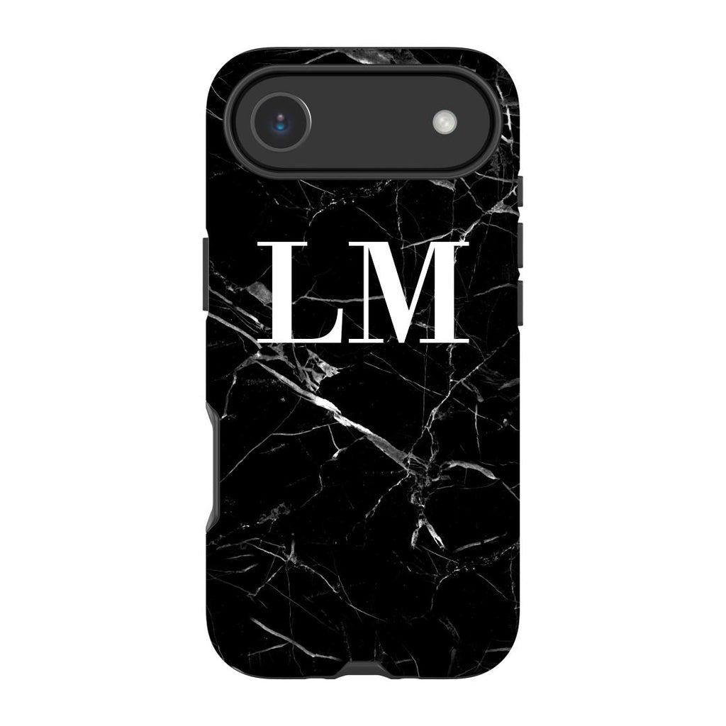 Personalised Black Marble Initials iPhone 17 Air Case