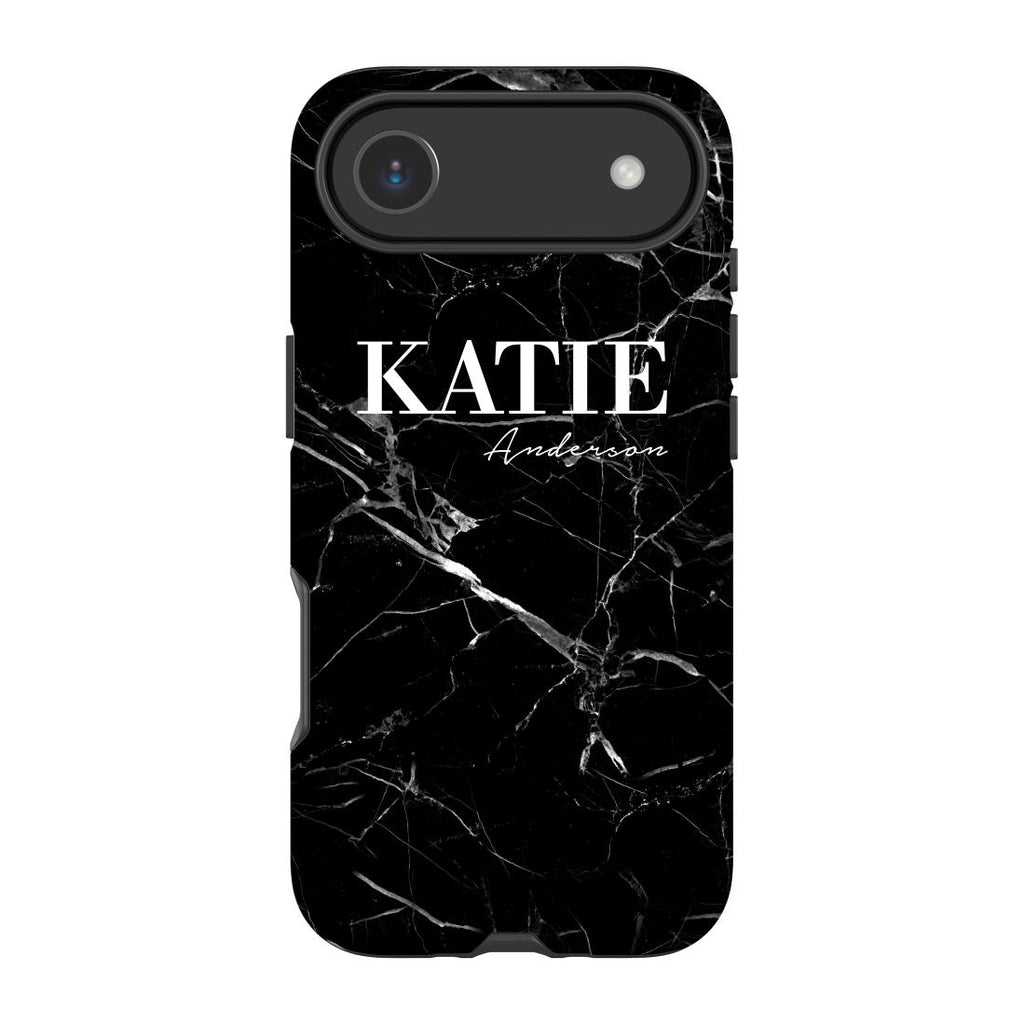 Personalised Black Marble Name iPhone 17 Air Case