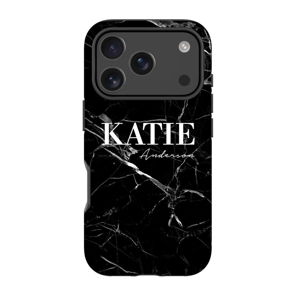 Personalised Black Marble Name iPhone 17 Pro Max Case