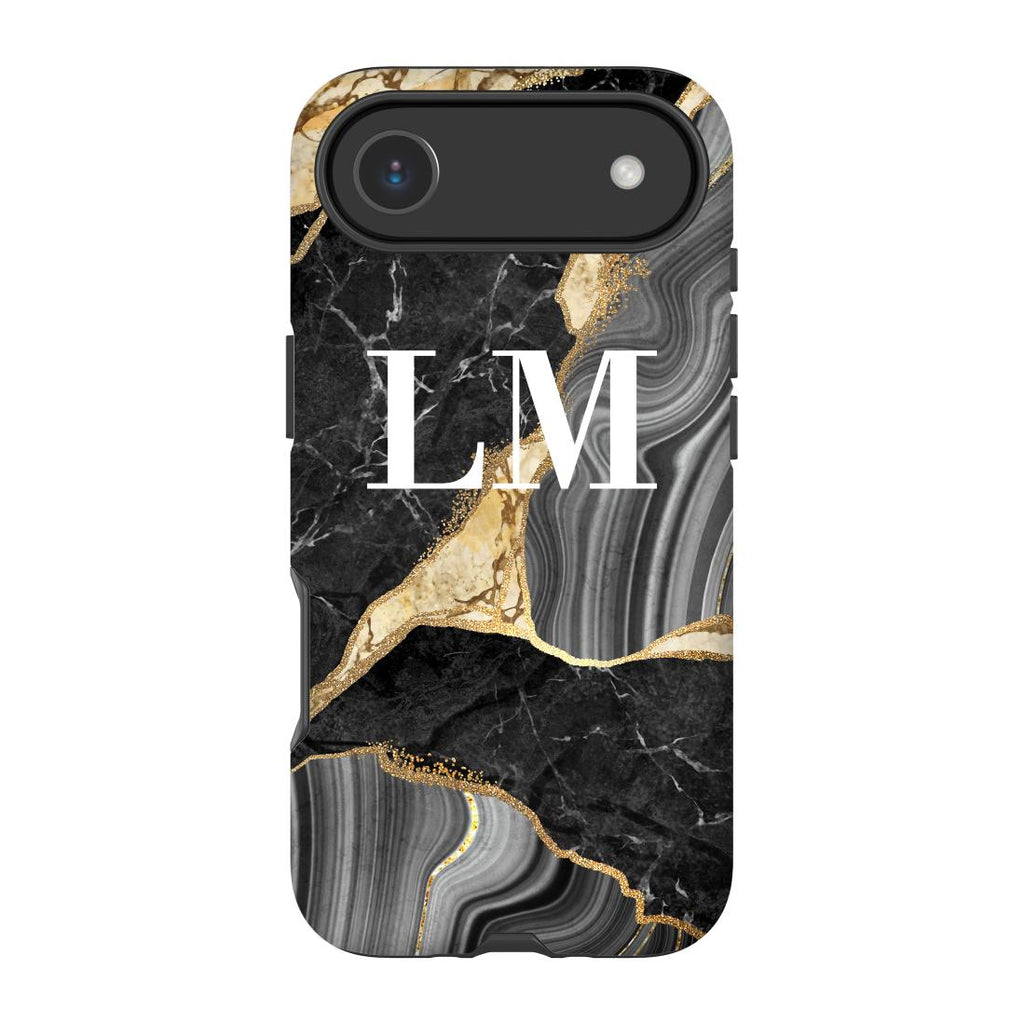 Personalised Black and Gold Marble Name iPhone 17 Air Case