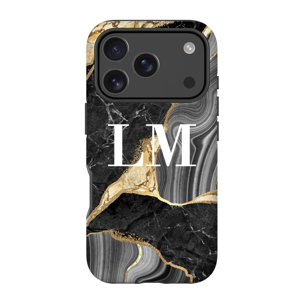 Personalised Black and Gold Marble Name iPhone 17 Pro Max Case