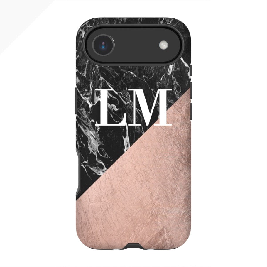 Personalised Black x Rose Gold Marble iPhone 17 Air Case