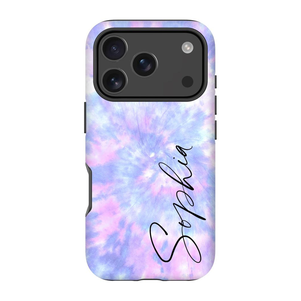 Personalised Blue Tie Dye Name iPhone 17 Pro Case