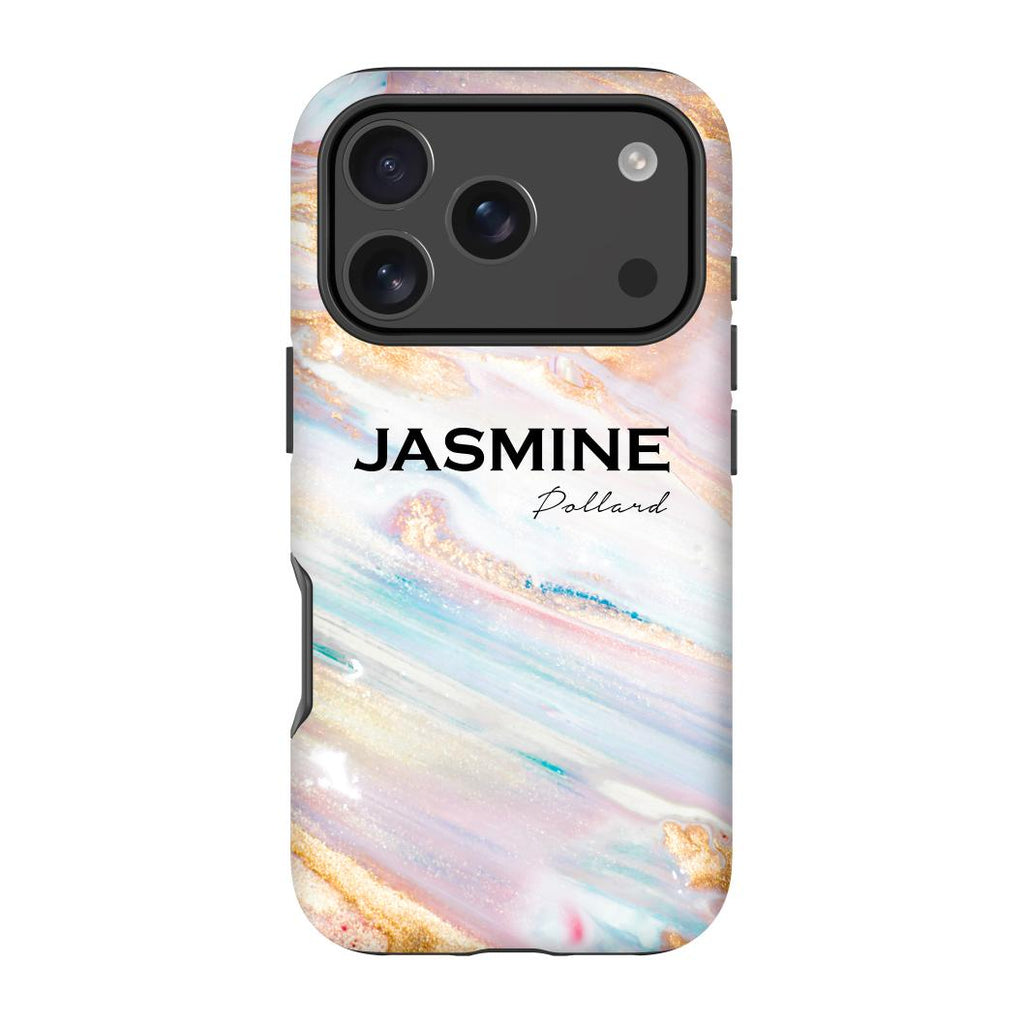 Personalised Blush Marble Name iPhone 17 Pro Case