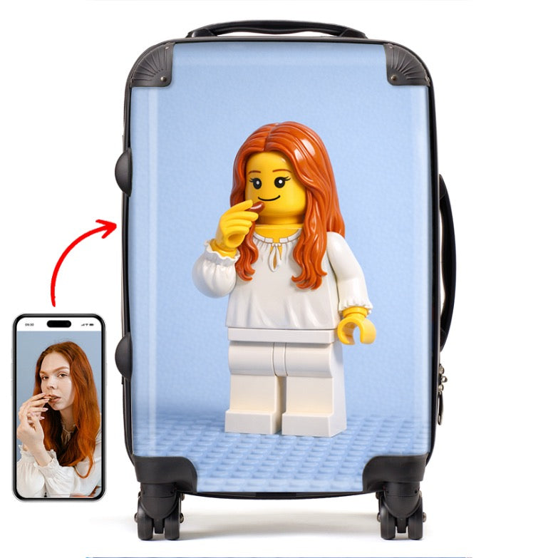Personalised Brick Figure Portrait Suitcase
