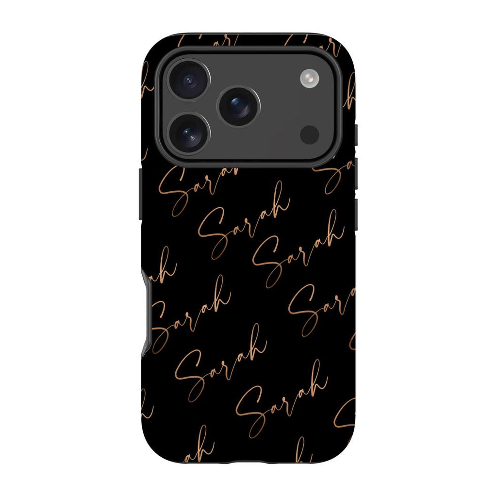 Personalised Bronze Name All Over iPhone 17 Pro Case