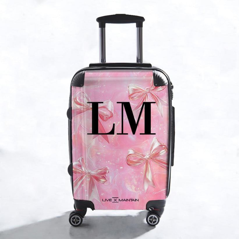 Personalised Pink Cosmic Bows initials Suitcase