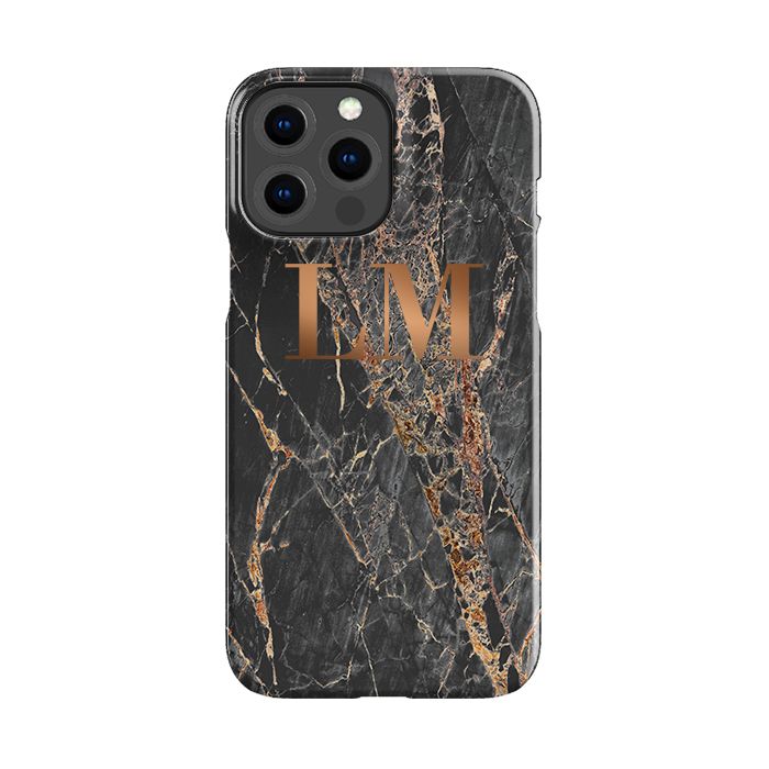 Personalised Slate Marble Bronze Initial iPhone 16 Plus Case