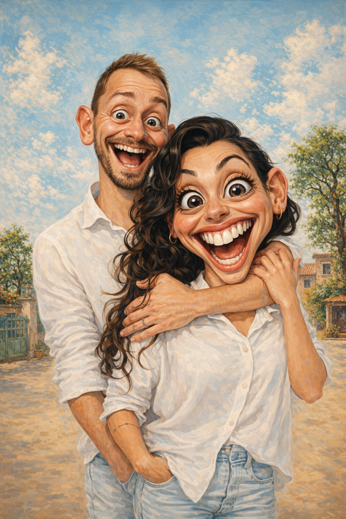 Custom Caricature Portrait Mounted Canvas Print