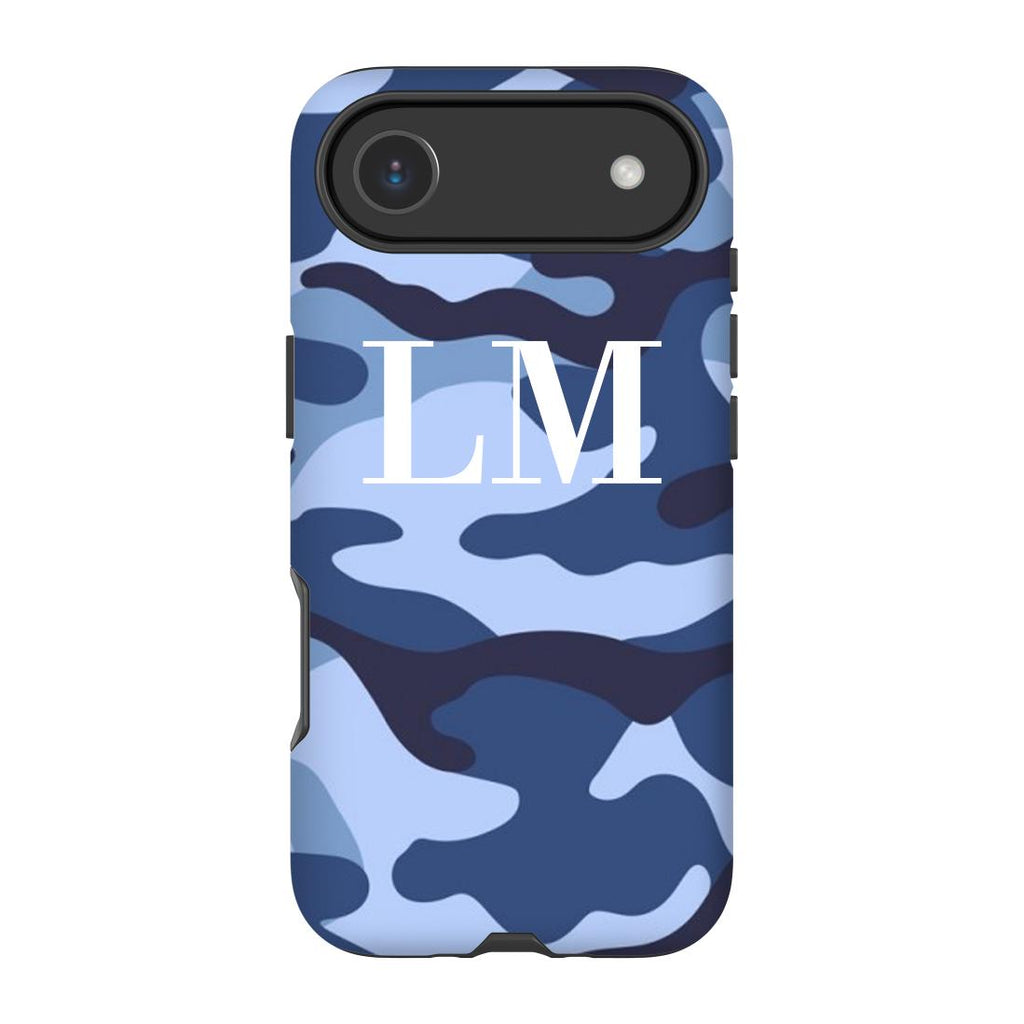 Personalised Cobalt Blue Camouflage Initials iPhone 17 Air Case