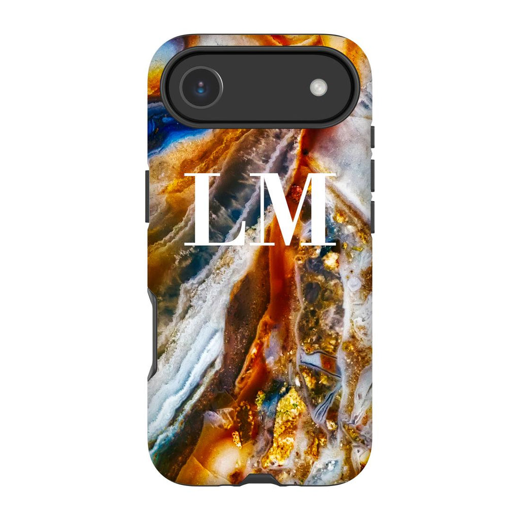 Personalised Colored Stone Marble Initials iPhone 17 Air Case