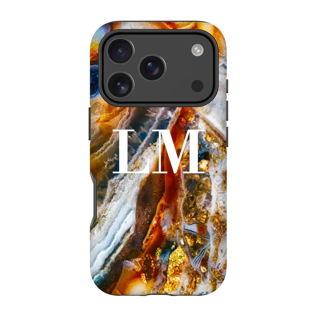 Personalised Colored Stone Marble Initials iPhone 17 Pro Max Case