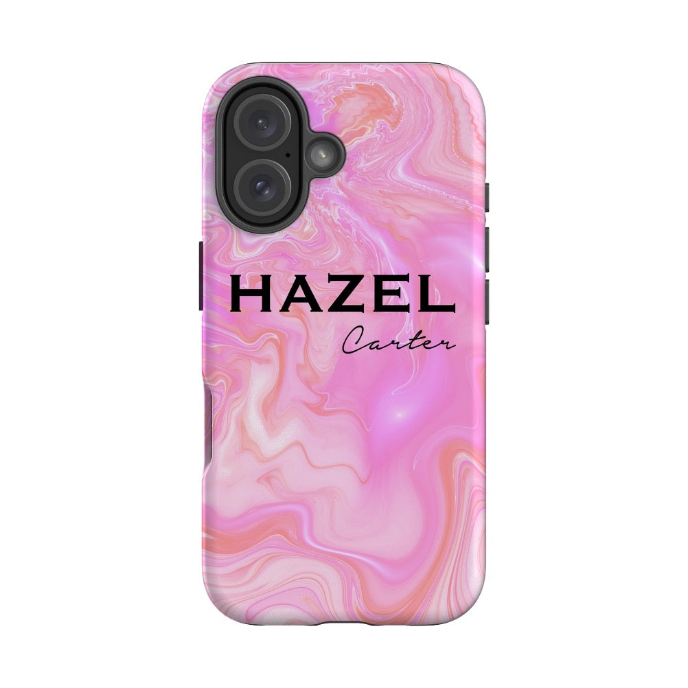 Personalised Cosmic Pink Name iPhone 16 Case
