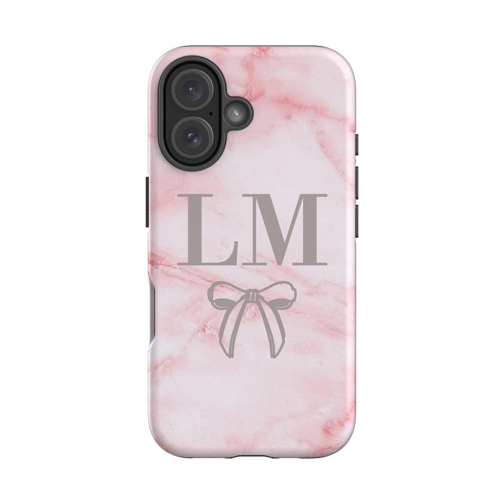 Personalised Cotton Candy Bow Marble iPhone 17 Case