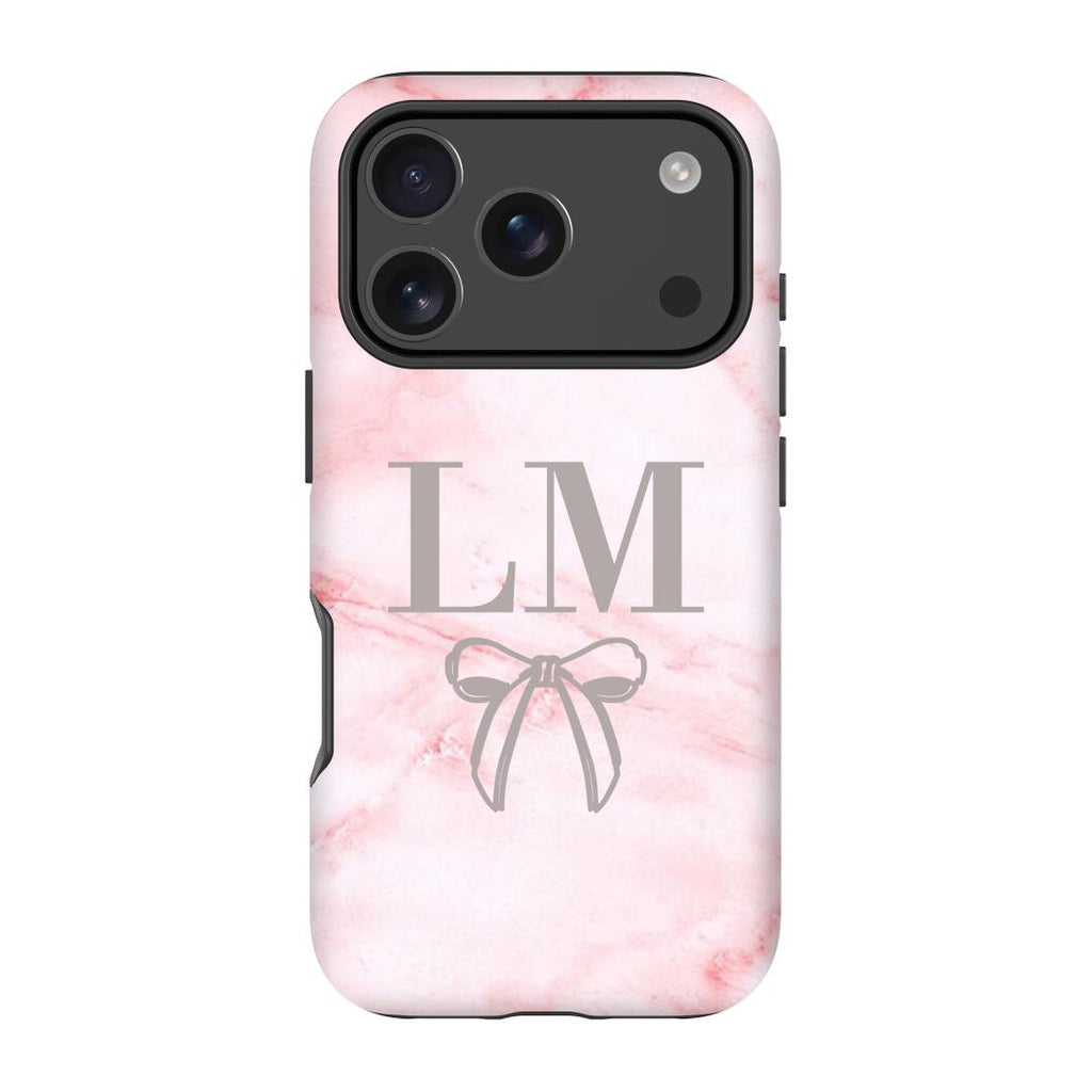 Personalised Cotton Candy Bow Marble iPhone 17 Pro Max Case