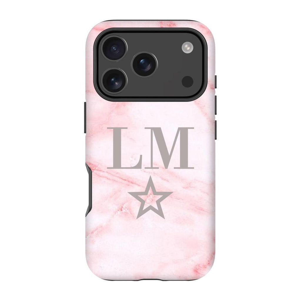 Personalised Cotton Candy Star Marble Initials iPhone 17 Pro Max Case