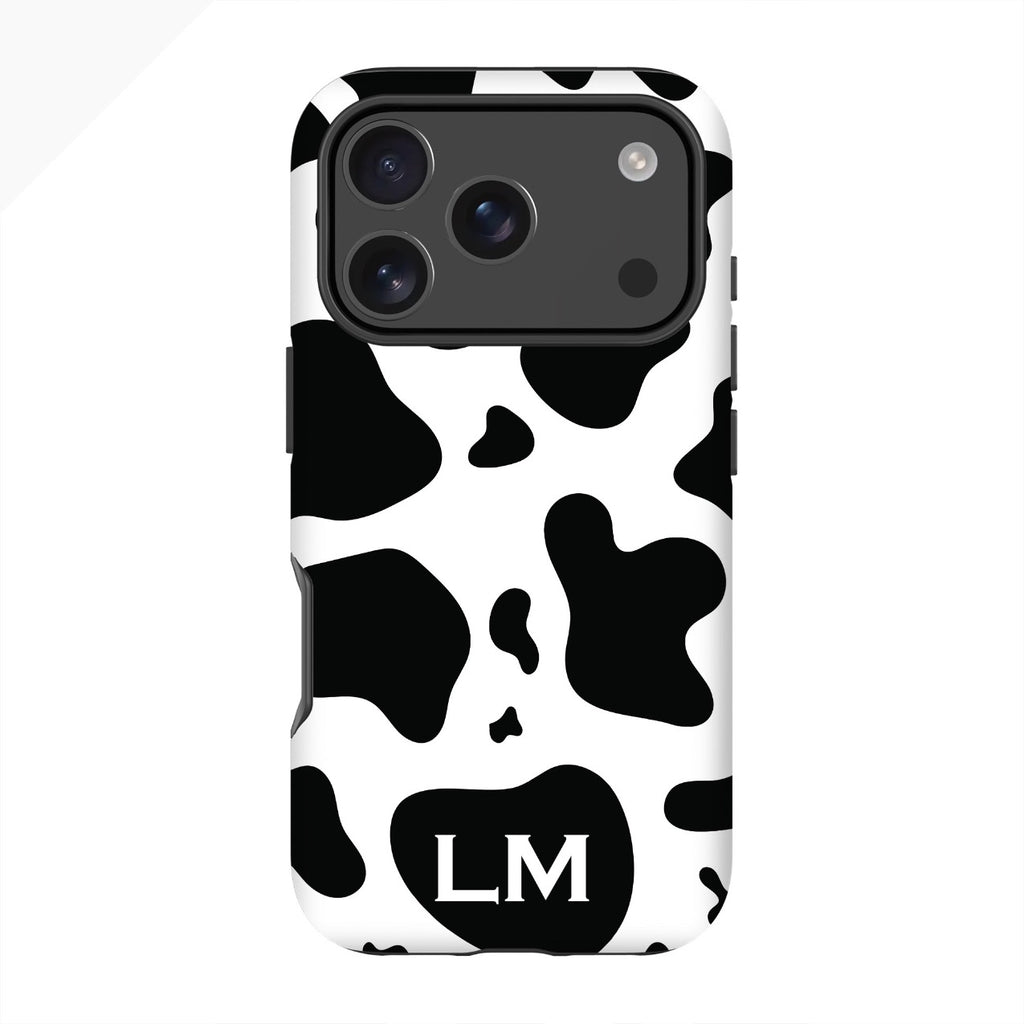 Personalised Cow Print Initials iPhone 17 Pro Case