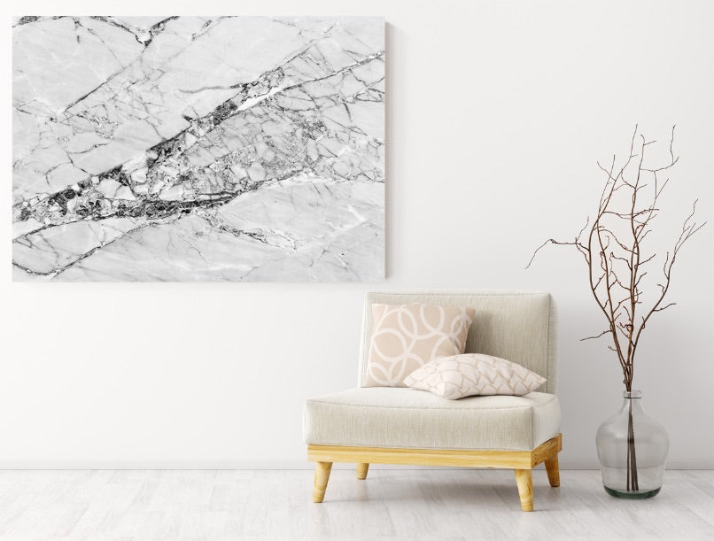 Cracked White Marble Canvas Print Wall Art