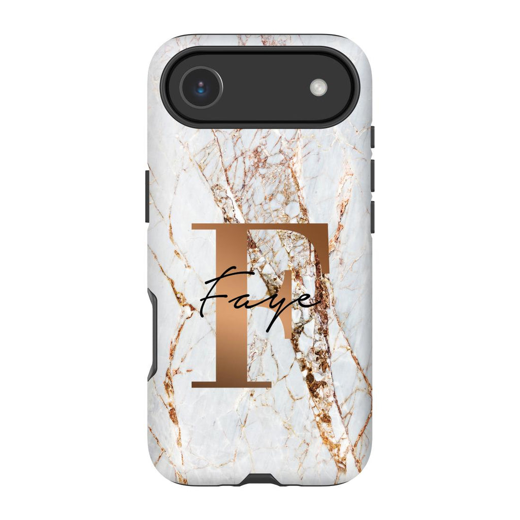 Personalised Cracked Marble Bronze Initials iPhone 17 Air Case
