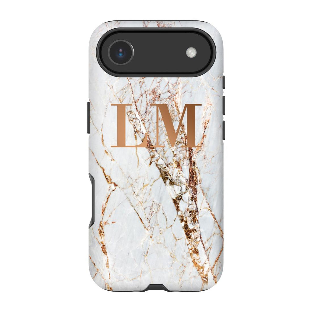 Personalised Cracked Marble Bronze Initials iPhone 17 Air Case