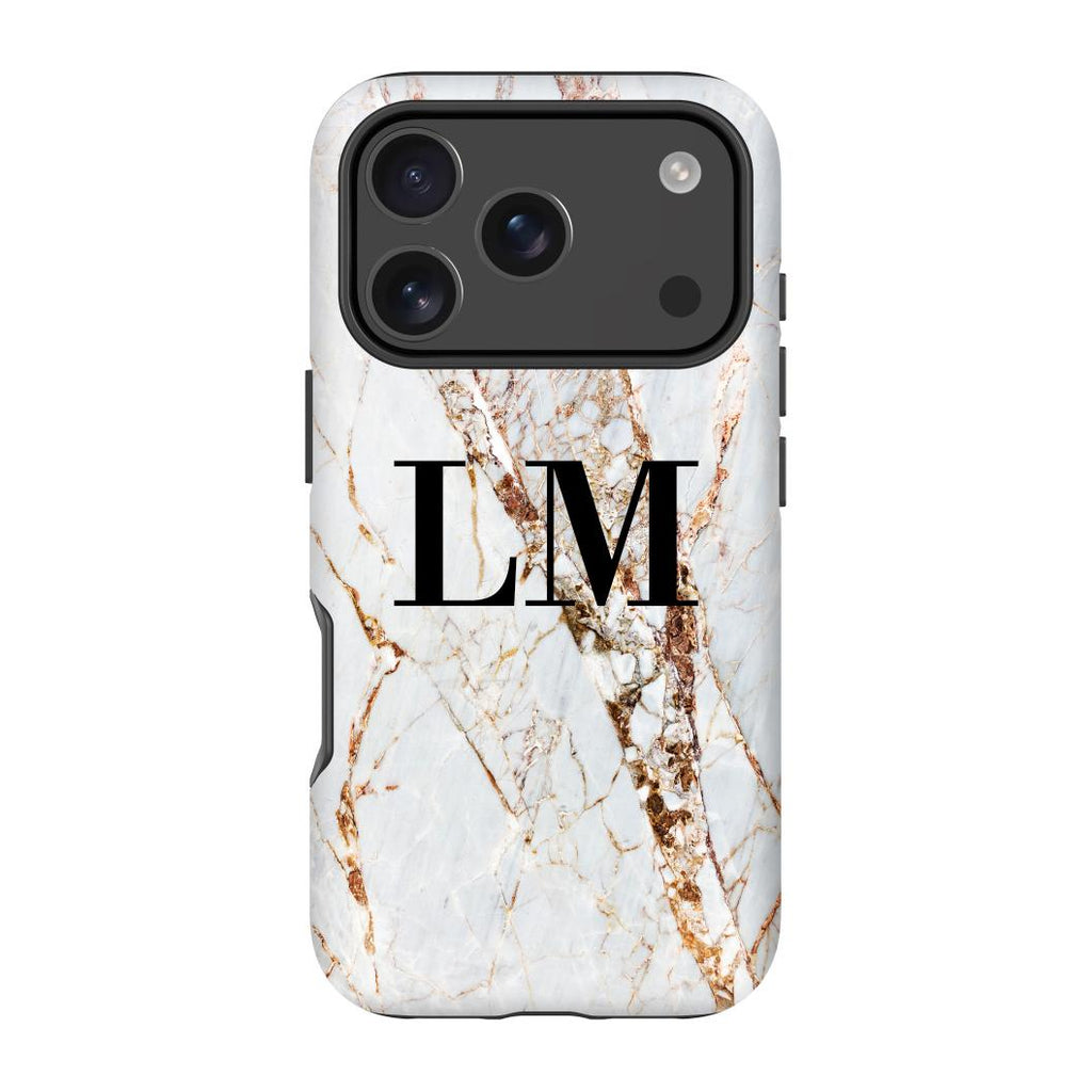 Personalised Cracked Marble Initials iPhone 17 Pro Case
