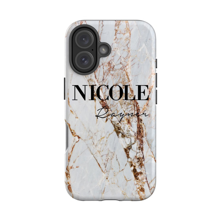 Personalised Cracked Marble Name iPhone 16 Case
