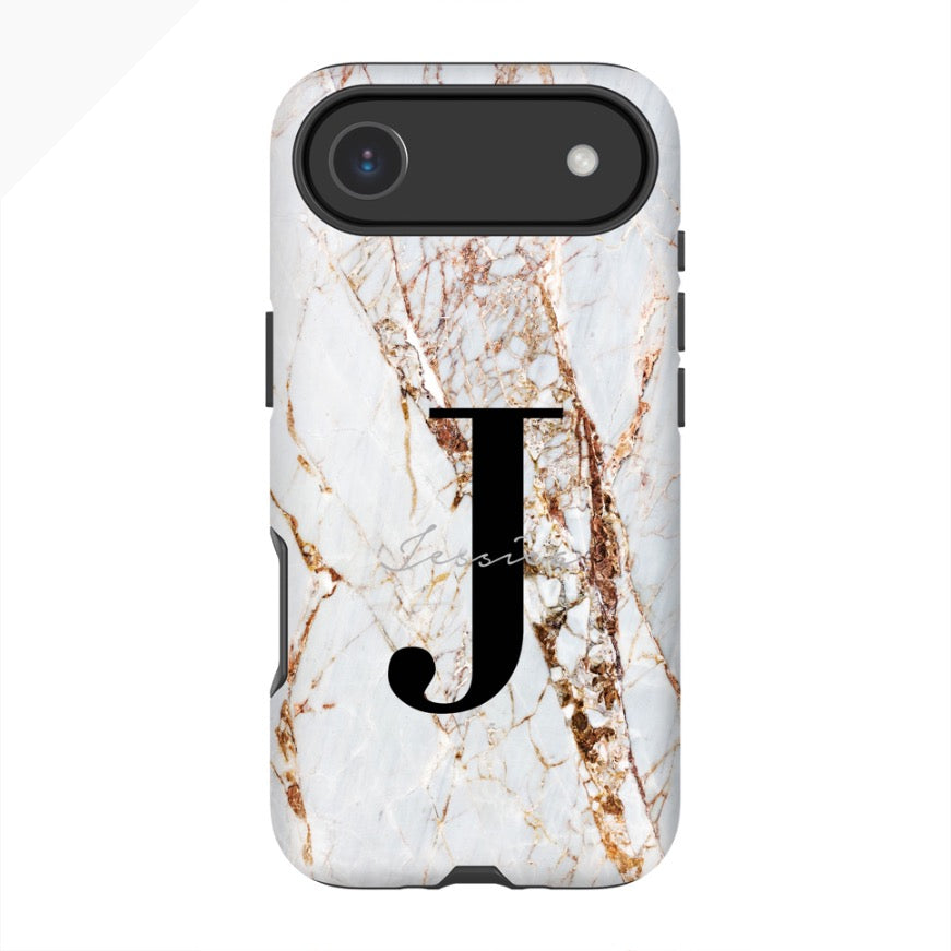 Personalised Cracked Marble Name Initials iPhone 17 Air Case