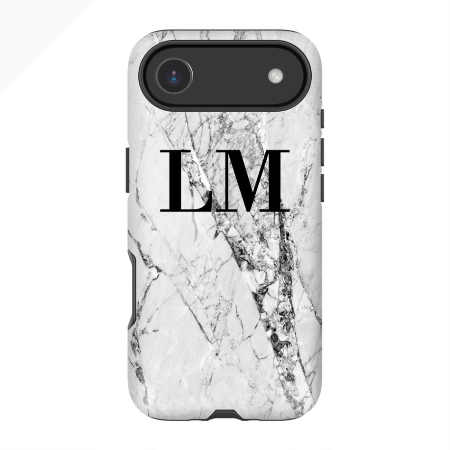 Personalised Cracked White Marble Initials iPhone 17 Air Case