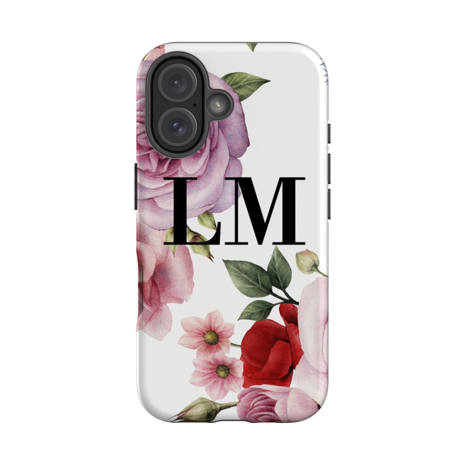 Personalised Floral Blossom Initials iPhone 16 Case
