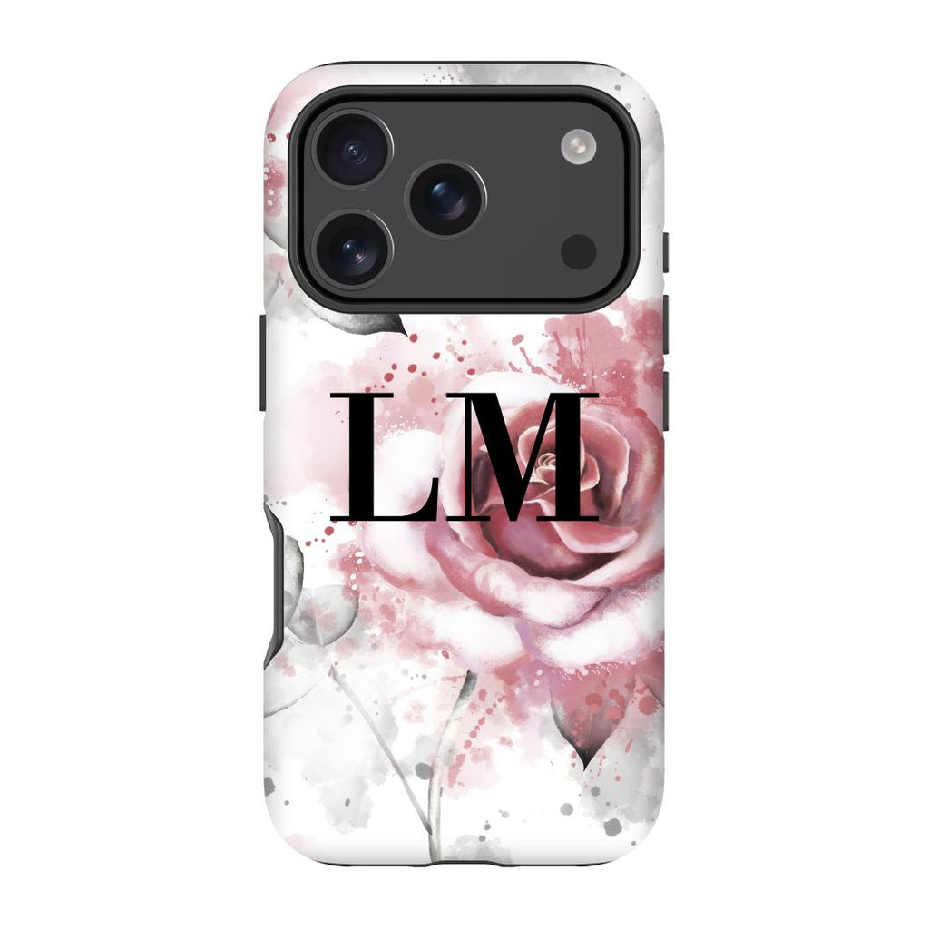 Personalised Floral Rose Initials iPhone 17 Pro Case