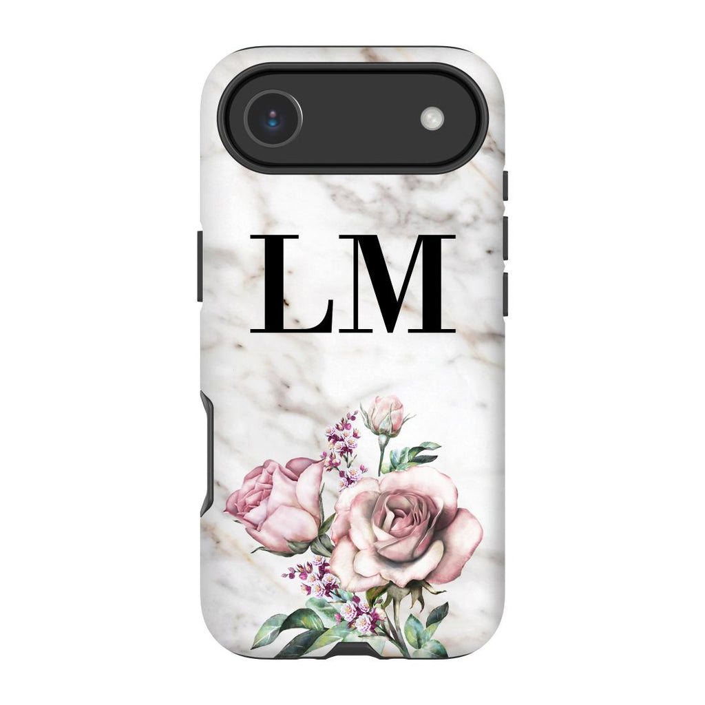 Personalised Floral Rose x Marble Initials iPhone 17 Air Case