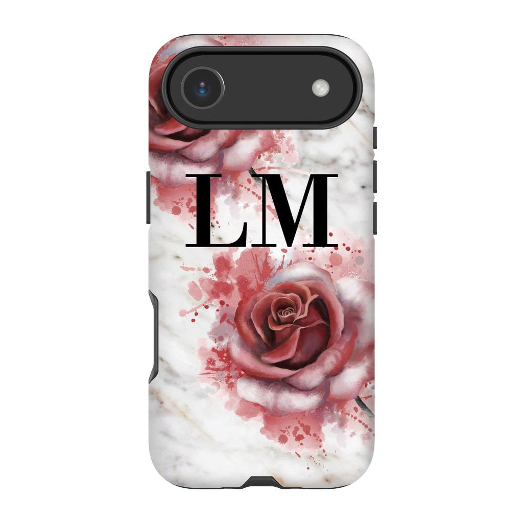 Personalised Floral Rose x White Marble Initials iPhone 17 Air Case