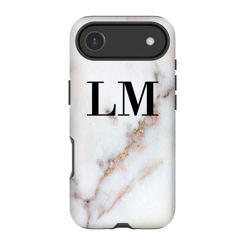 Personalised Gold Stained Marble Initials iPhone 17 Air Case