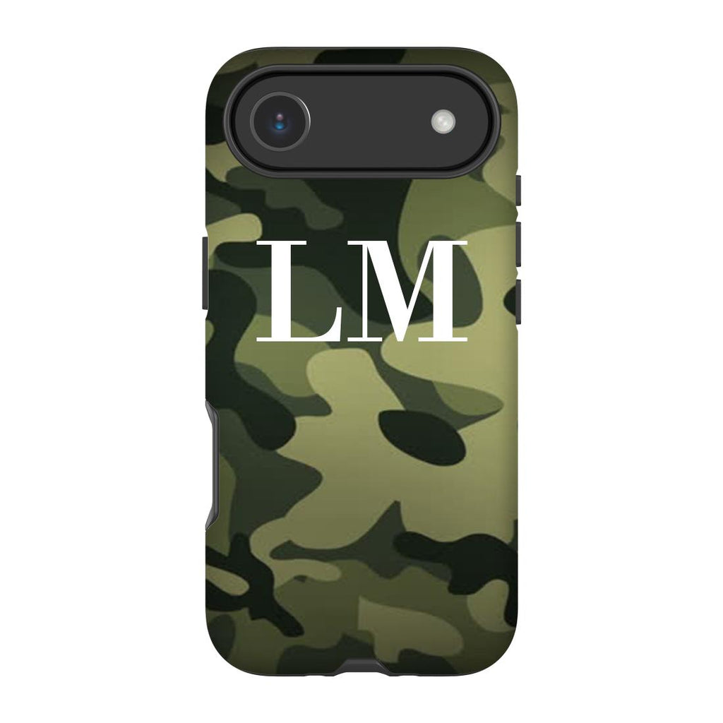 Personalised Green Camouflage Initials iPhone 17 Air Case