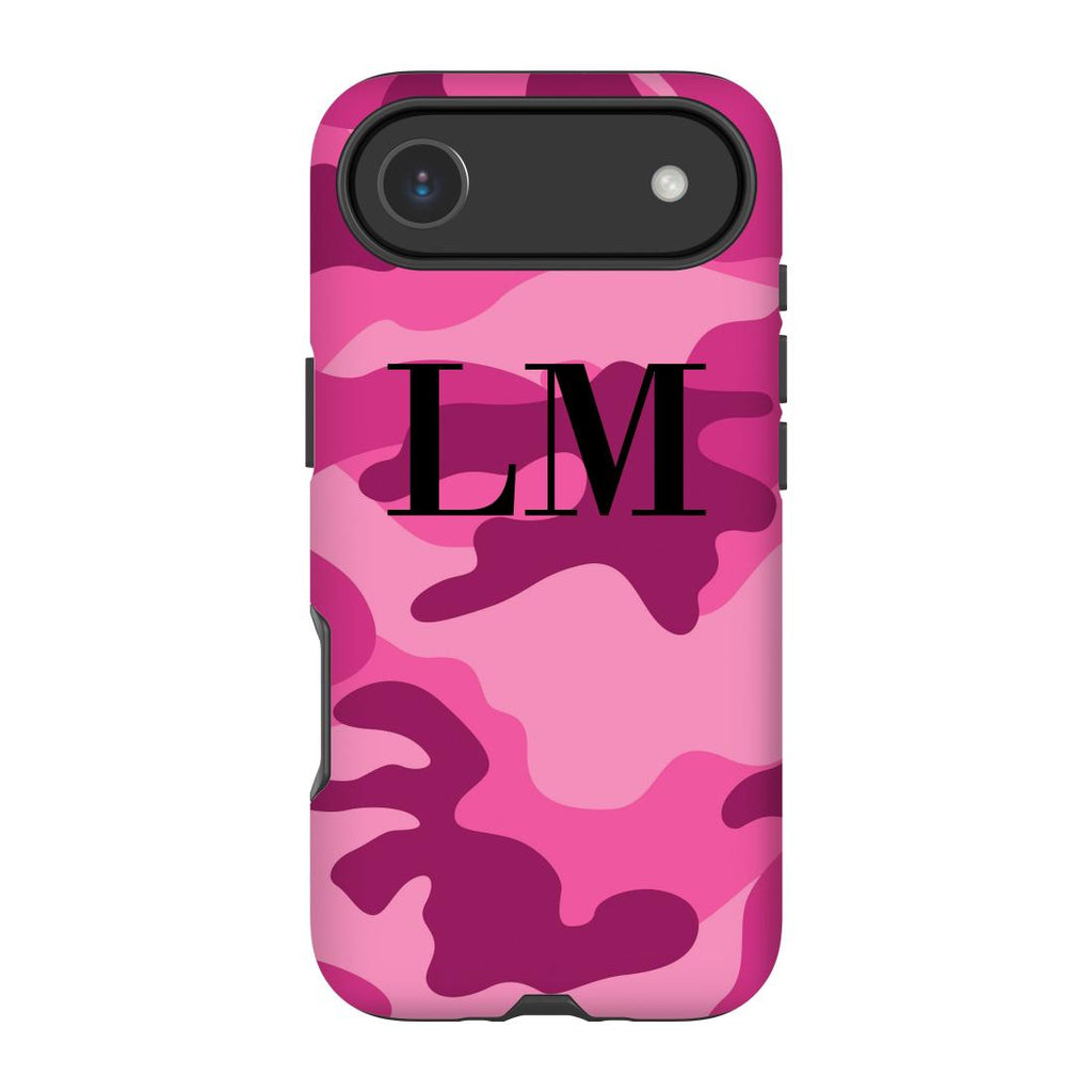 Personalised Hot Pink Camouflage Initials iPhone 17 Air Case