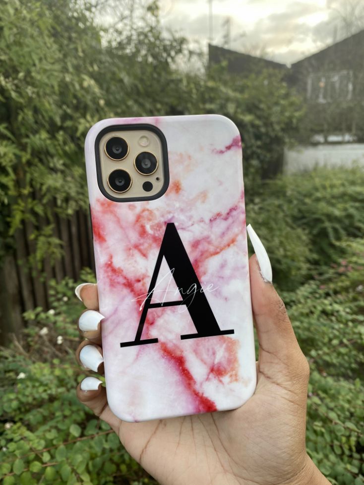 Personalised Pastel Marble Name Initial iPhone 16 Plus Case