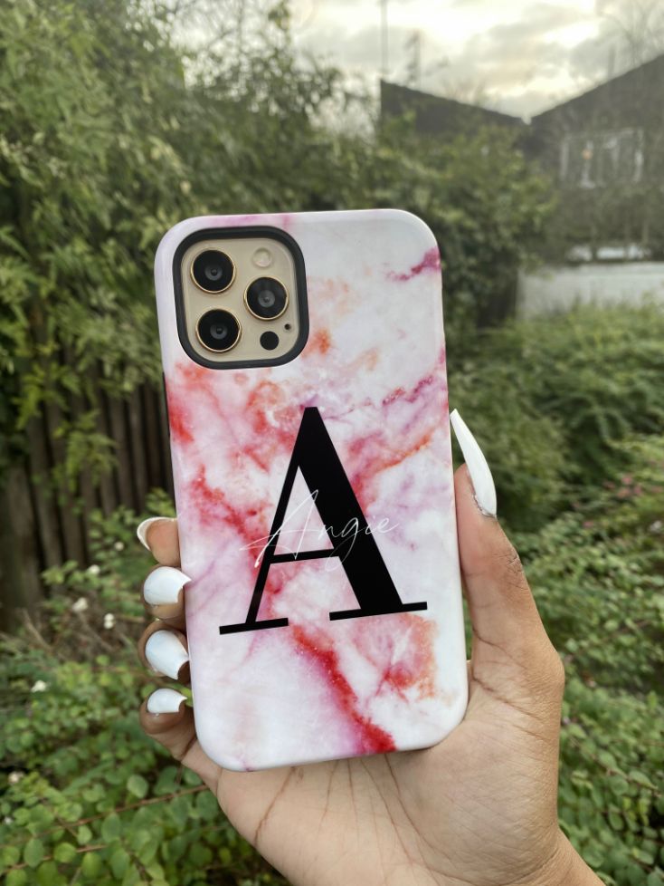 Personalised Pastel Marble Name Initial iPhone 16 Case
