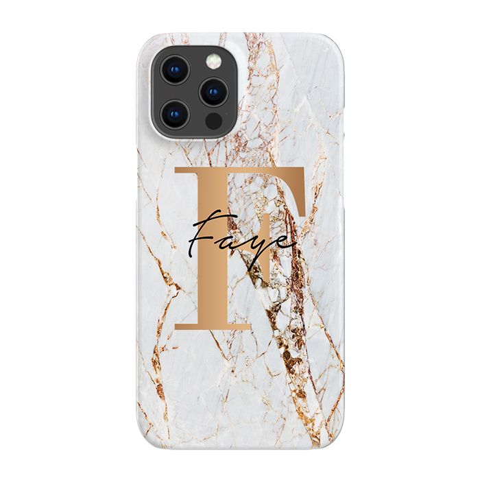 Personalised Cracked Marble Bronze Initials iPhone 16 Pro Case