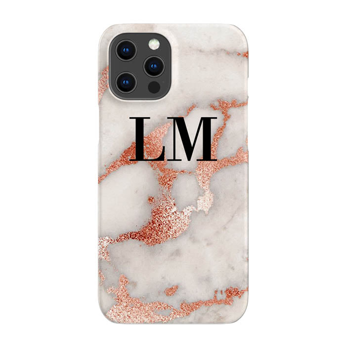 Personalised Grey x Rose Gold Marble Initials iPhone 16 Pro Case